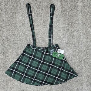 Royal Bones Hot Topic Green Black Plaid Skirt Jumper Goth Punk Womens Size XS